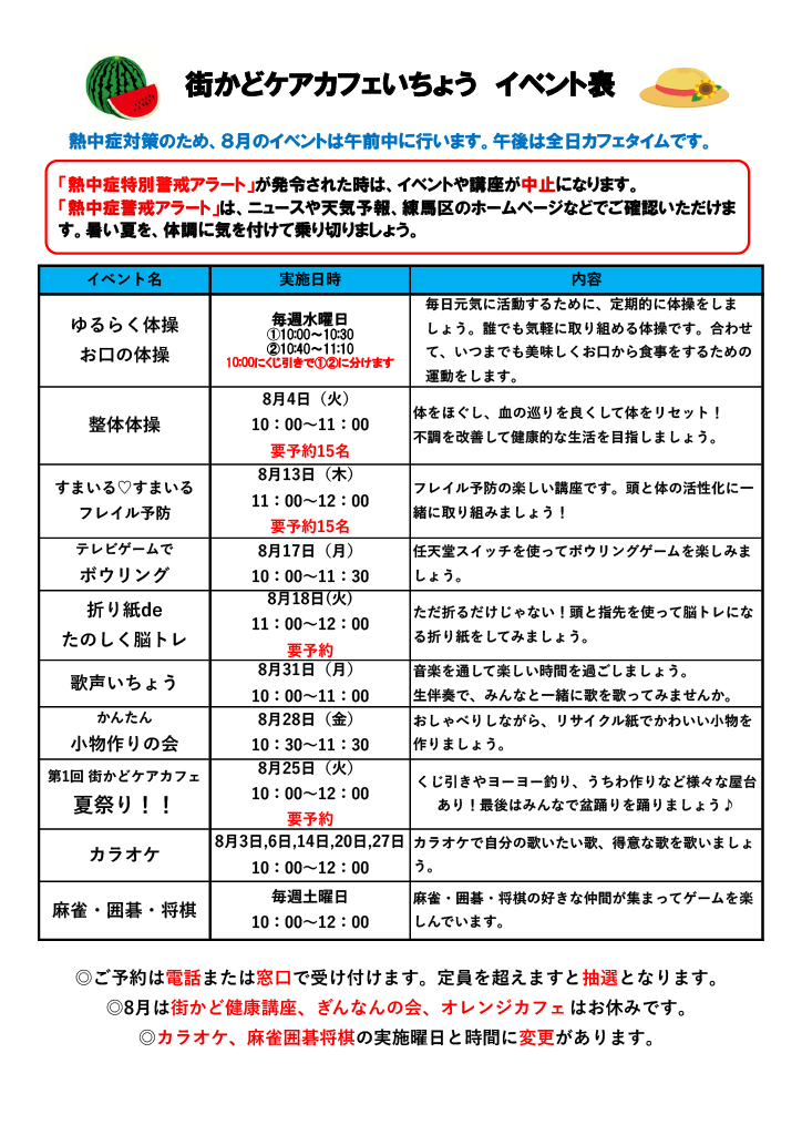 カフェスケジュール　８月　裏